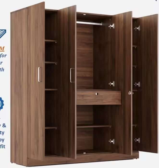 Contemporary Home Storage Cabinet – Sleek Particle Board Design with , Open Shelves &amp; Enclosed Cupboards.