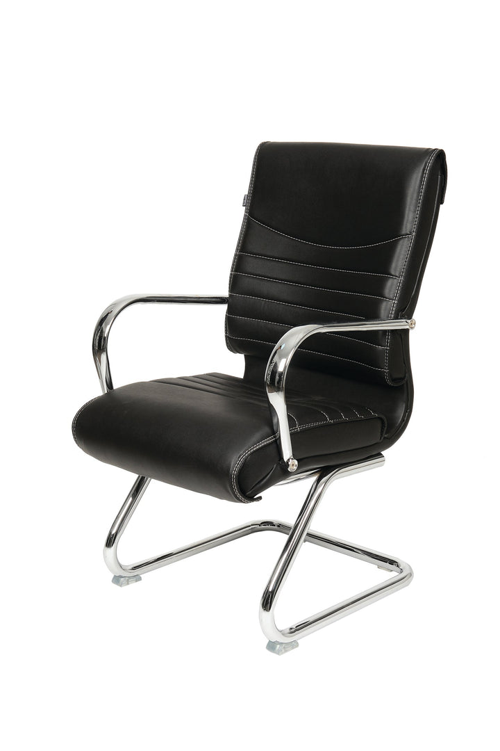 Medium Back Visitor Office Chair Seat & Back Leatherette with Chrome Base