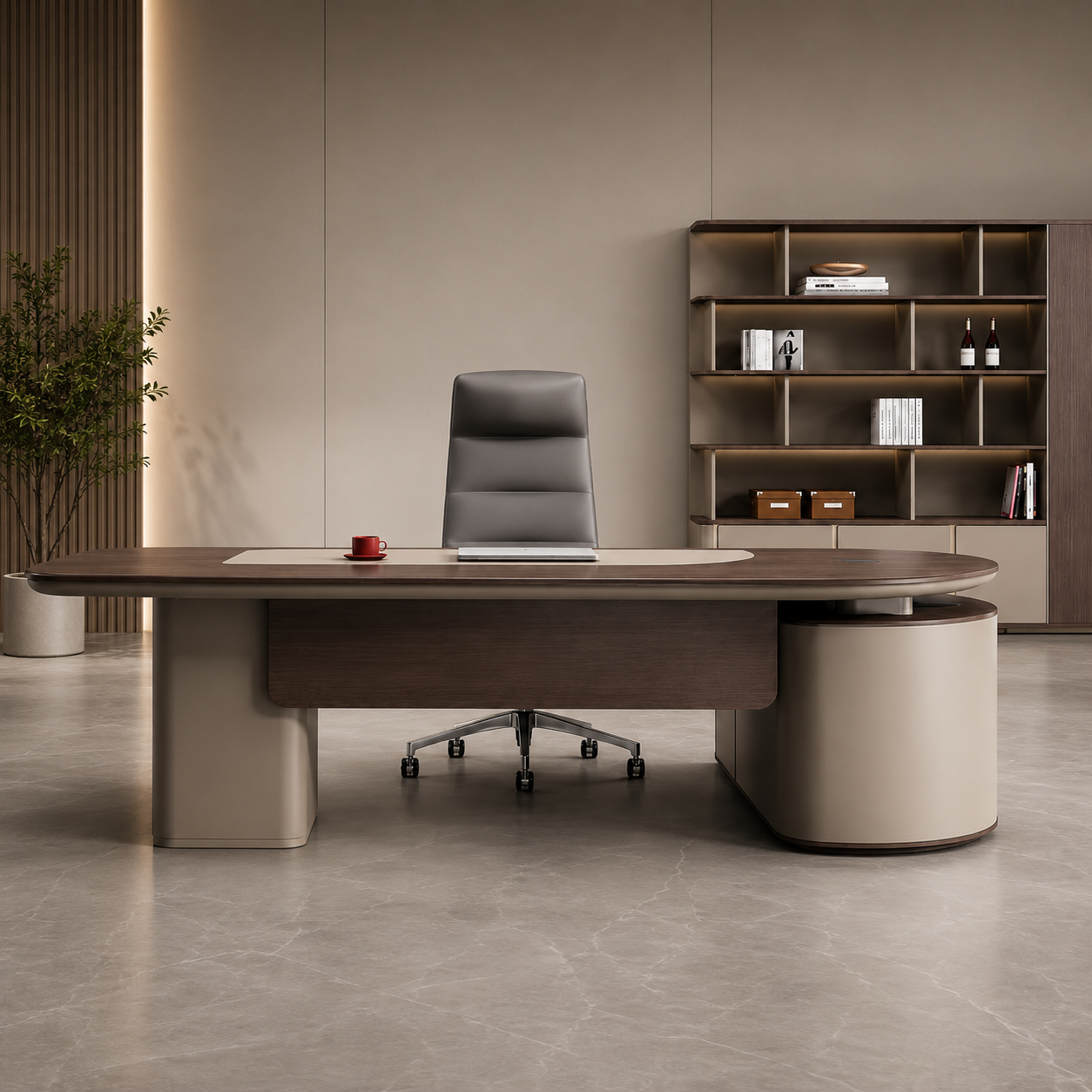 Luxury Director Office Table with Side Organizer | Modern Executive Desk for CEO Cabin, Corporate Office and Manager Workspace