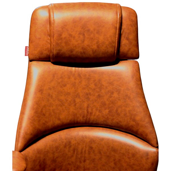 High Back Tan Leatherette Office Director Chair with Chrome Base