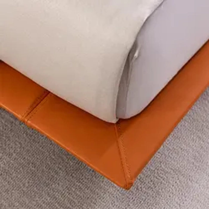 Luxury Leatherette Upholstered Bed – Solid Teakwood & Plywood Structure, Layer, Sleek Finish without Storage