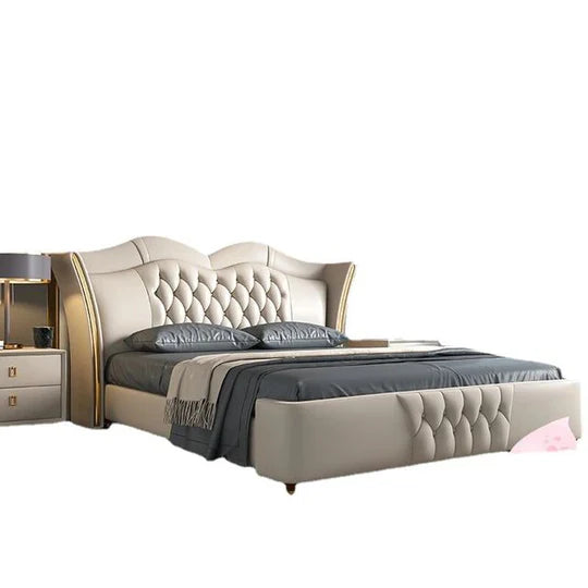 Royale Velveto Upholstered King Size Bed – Solid Wood Frame, High-Density Foam, Headboard with Neck Support, Metal Feet