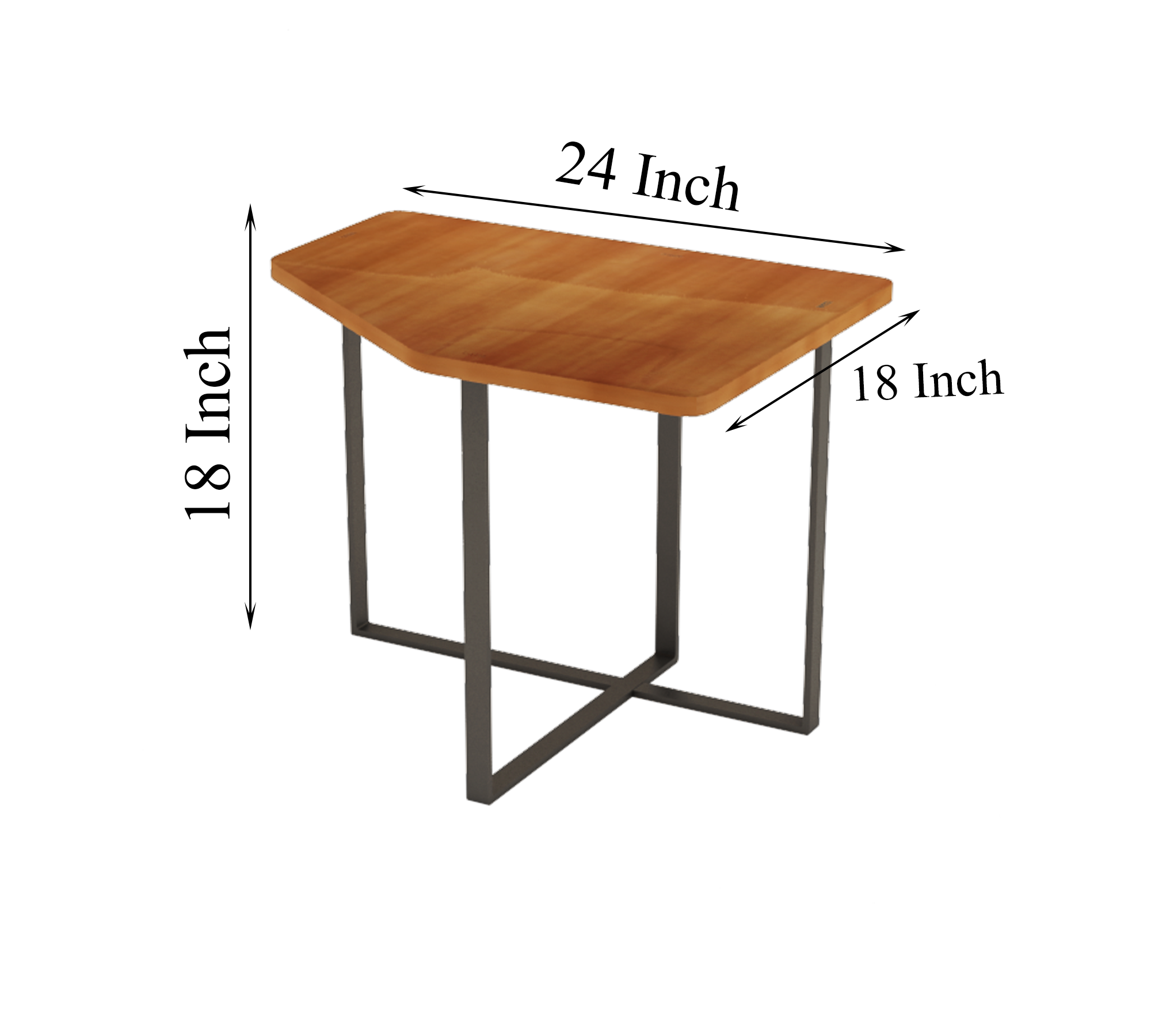 Side Table in Orange Pre-Laminated Top with Metal Base