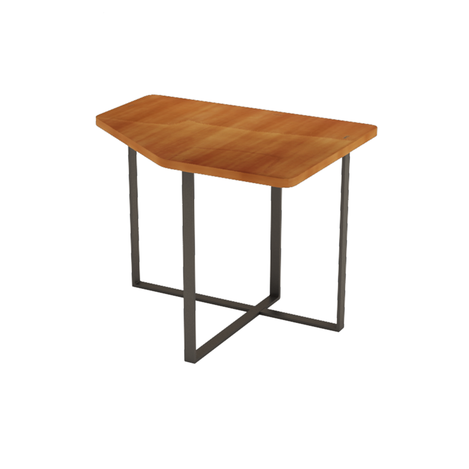 মেটাল বেস সহ কমলা রঙের প্রি-ল্যামিনেটেড টপে সাইড টেবিল