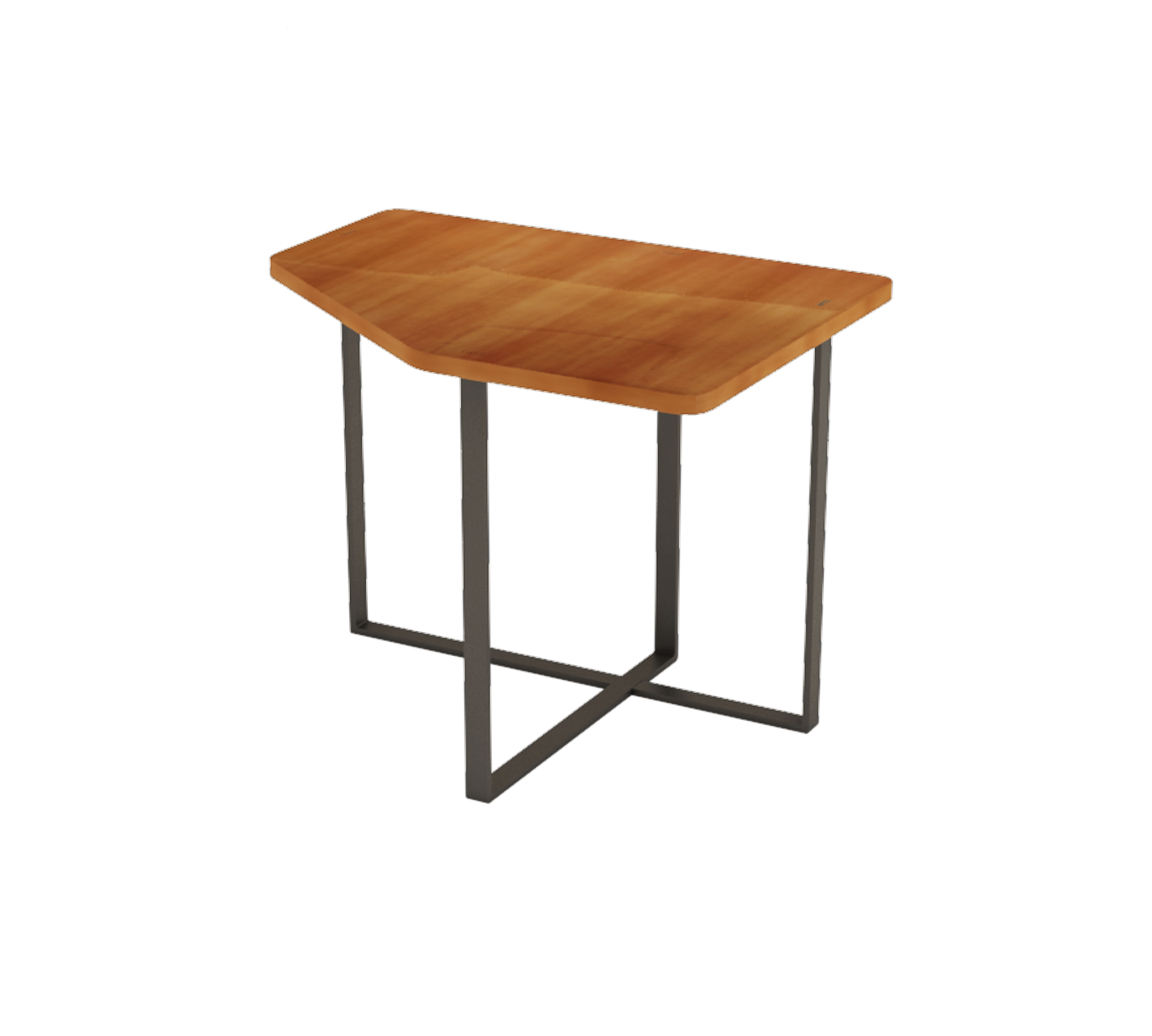 Side Table in Orange Pre-Laminated Top with Metal Base