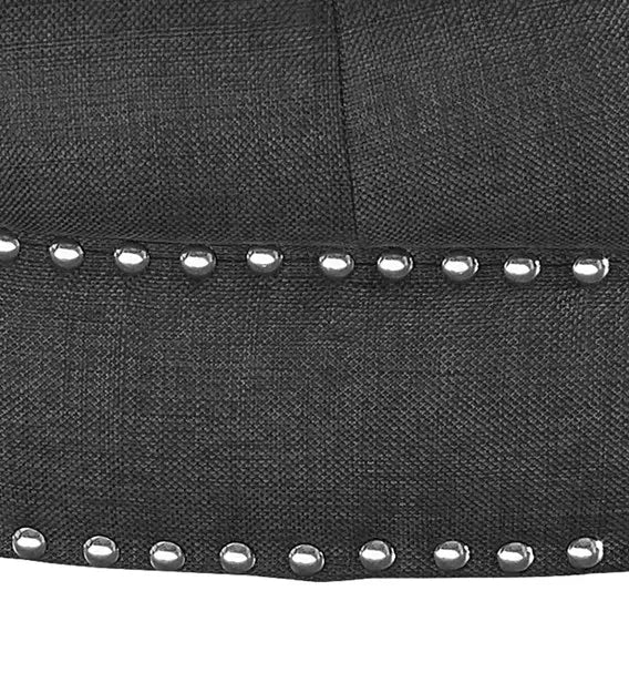 Solid Wooden Frame Legs Base Fabric Round Ottoman
