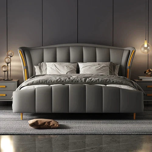 Leatherette Upholstered Bed – Headboard, Solid Wood Frame & Storage Options for Stylish Bedrooms