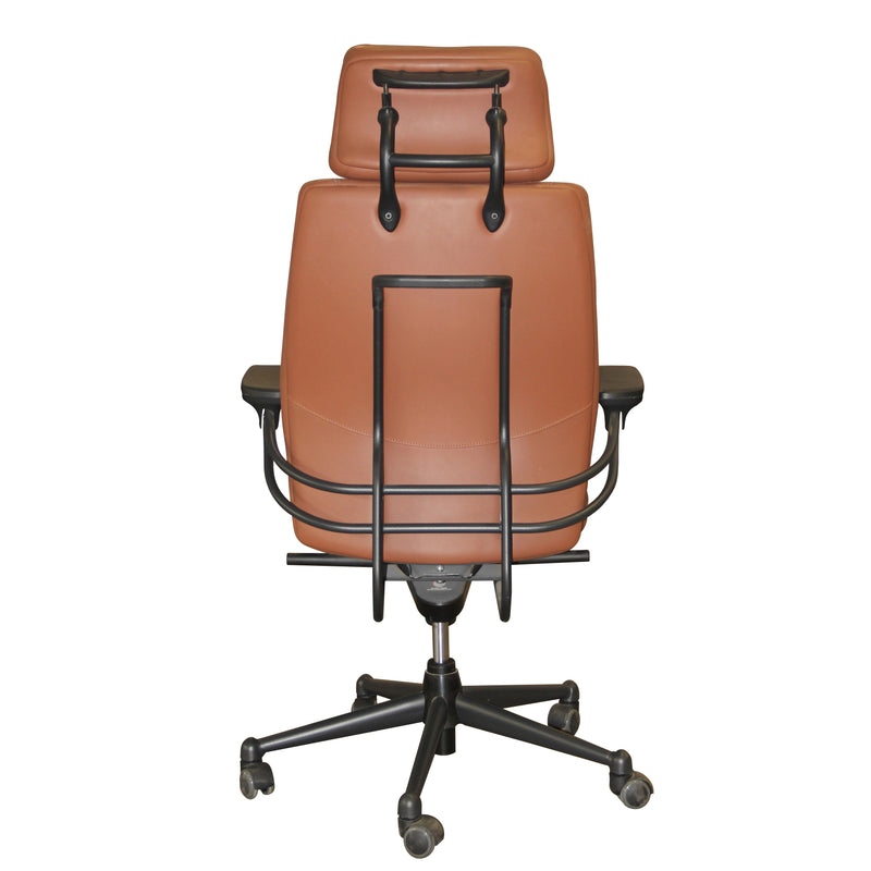Brown High Back Director Chair with Adjustable Arm Rest and Nylon Base