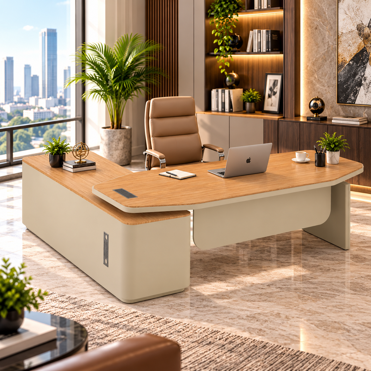 Director Table with Contemporary Curved Design | Premium CEO Office Desk for Modern Corporate Cabins (Copy)