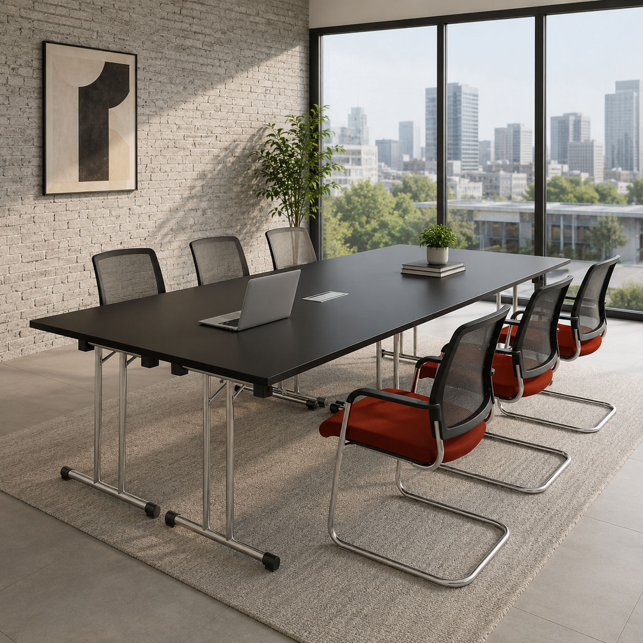Folding Office Meeting & Conference Table – Particle Board/MDF/Plywood Top with Metal Legs | Versatile Office Furniture