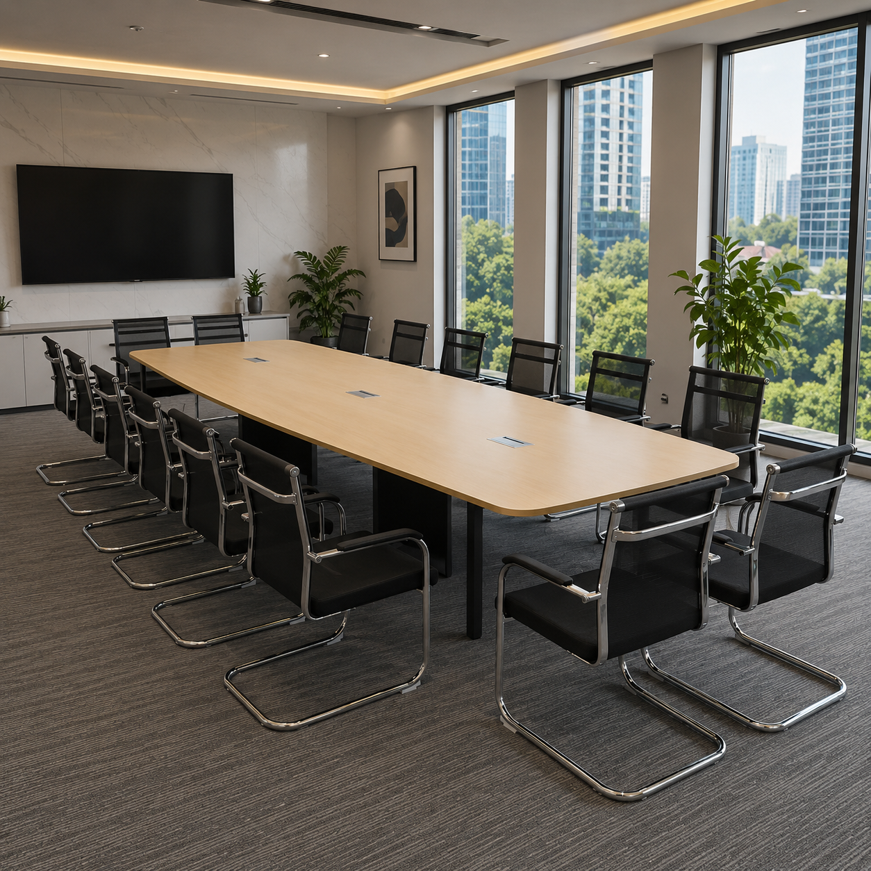 Meeting Table for Office Furniture High Quality & Unique Design Made in Particle Board/ MDF/Plywood with Metal Base Wire Manager