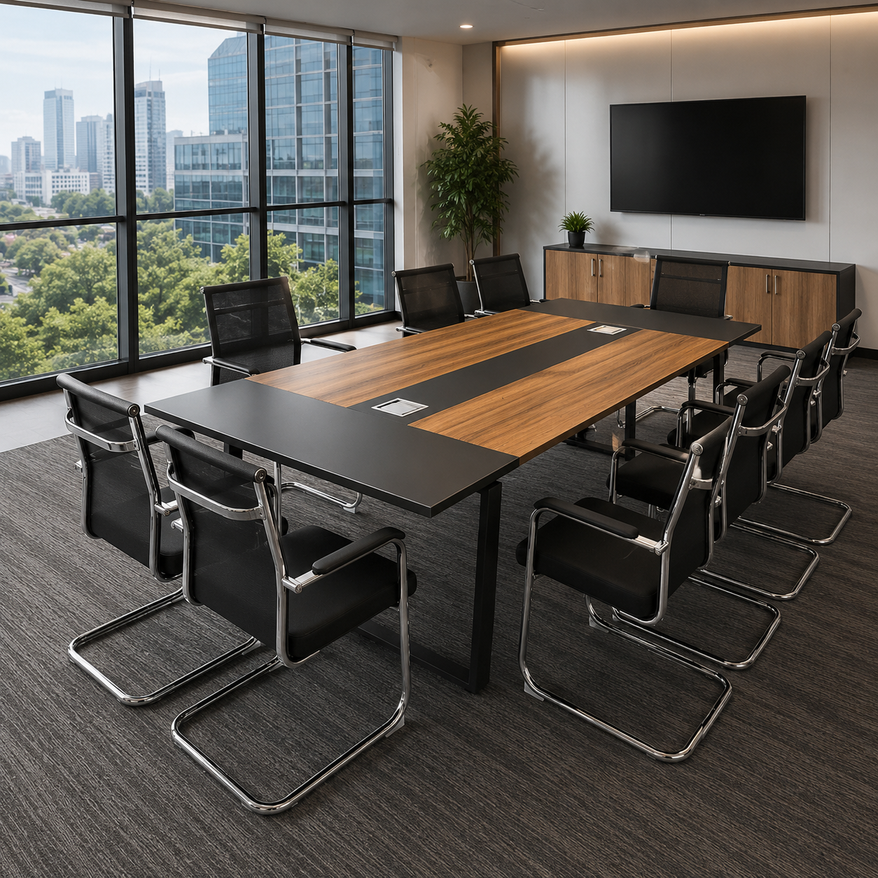 Meeting Table for Office Furniture Premium Quality & Modern Design Made in Particle Board/ MDF/Plywood with Metal Base 2 Wire Manager Conference Tables
