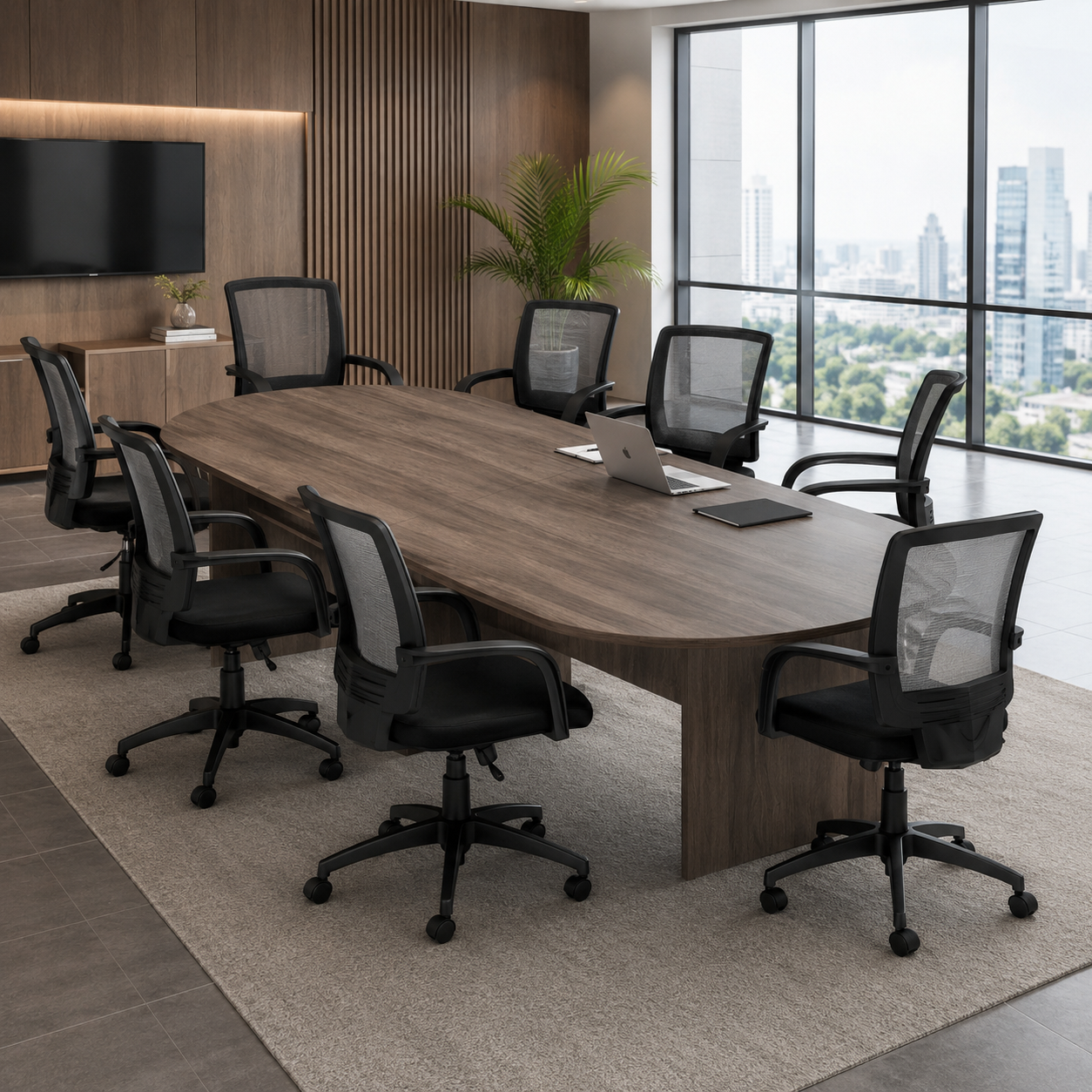 Conference Meeting Table made in MDF and High-Quality Scratch and Stain-Resistant Laminate Modern Rectangular Artisan Grey - 10 X 4 FT