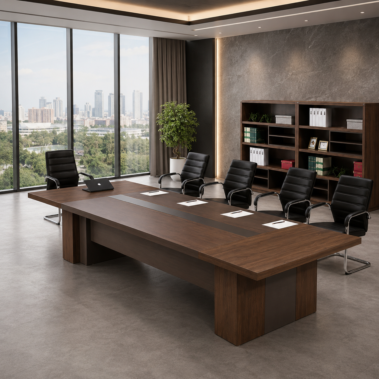 Conference & Meeting Room Table Made In MDF and Particle Board Dual Color Design Natural Finish