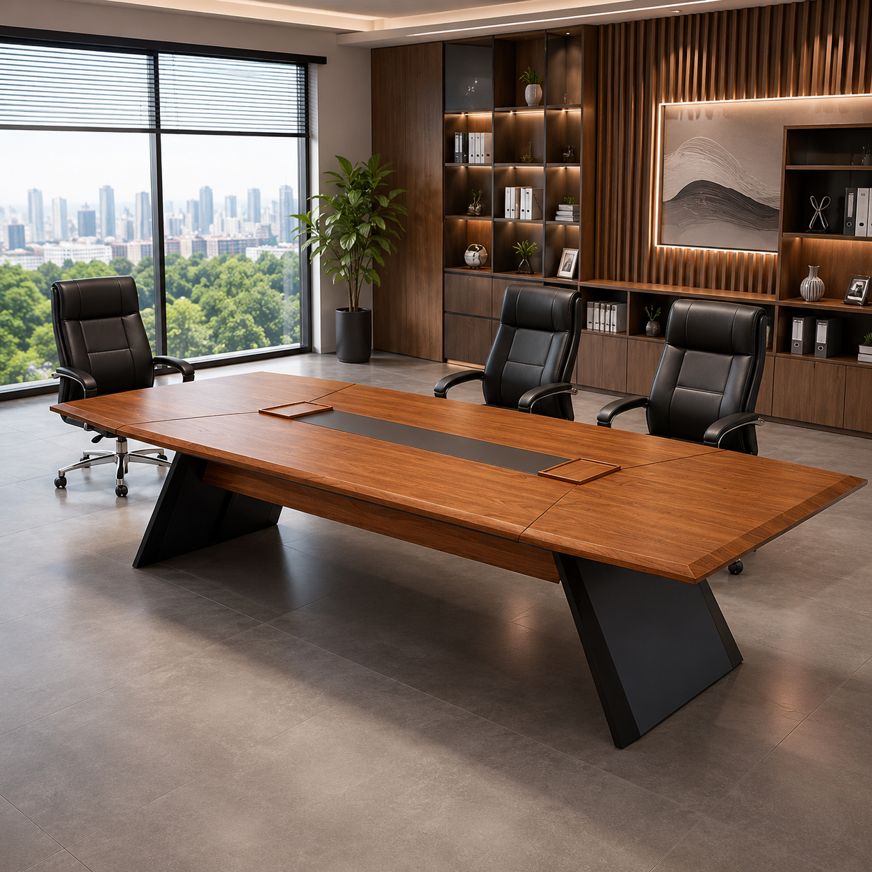 Office Conference & Meeting Room Table – Plyboard with Natural Wood Veneer Polish | Premium Office Furniture