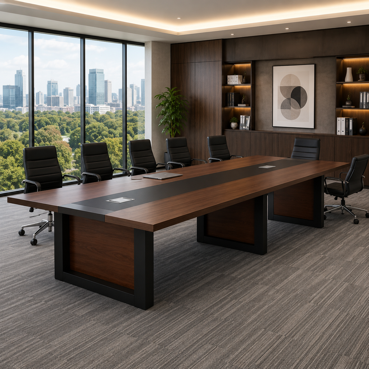 Conference and Meeting Room Large Size Office Table, Design in 2 Colors, Made in MDF with Veneer Polish