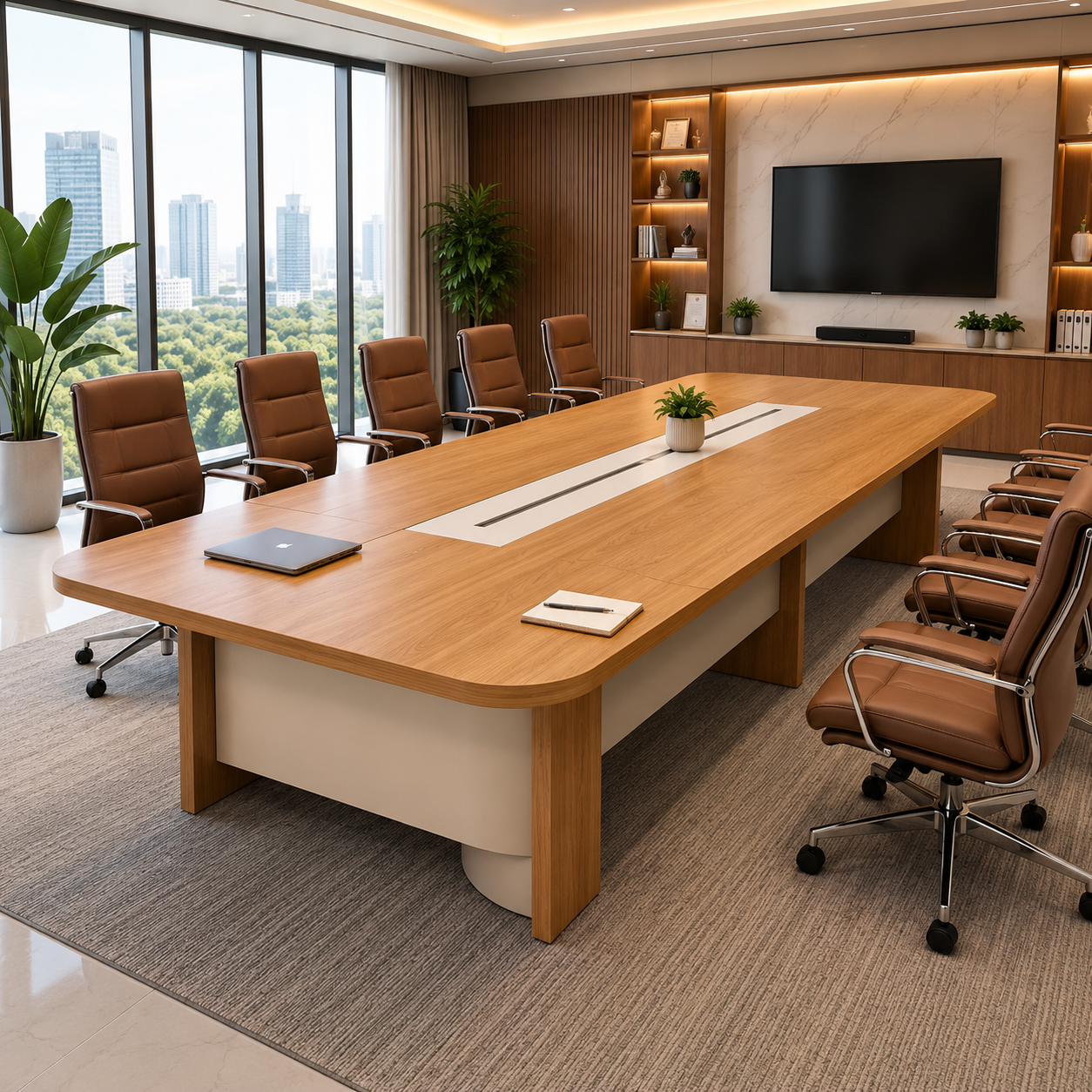 Large Office Conference & Meeting Room Table – MDF with Laminate Finish, Dual-Color Modern Design
