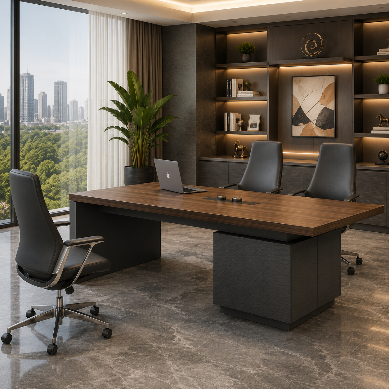 Conference & Meeting Room Table Finish in Brown and Grey Made in Pre laminate Particle Board