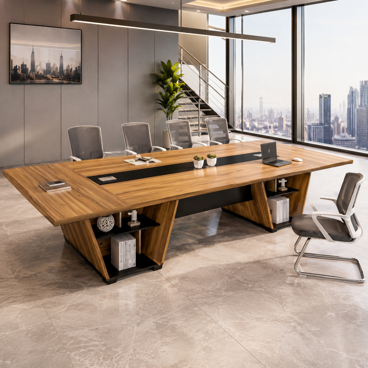 Conference Table for Office Made in Particle Board with Large Size Modern Design
