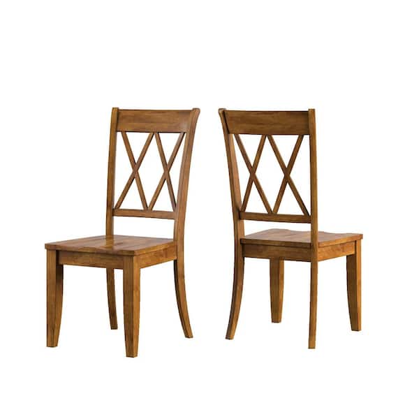 Double X Back Wood Dining Chairs (Set of 2)