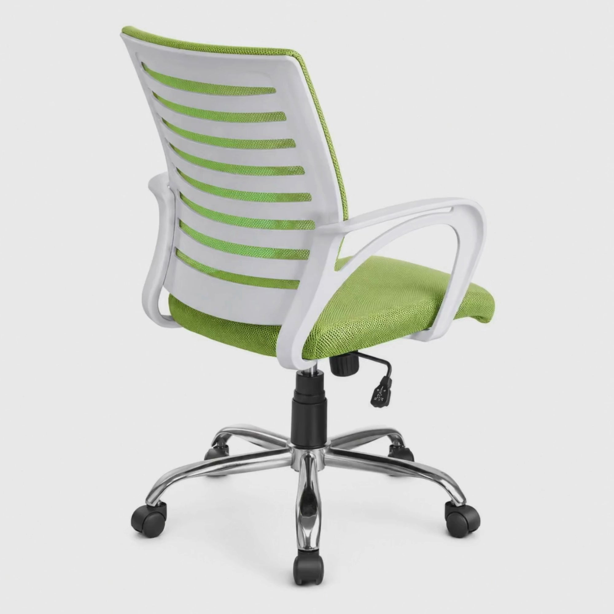 Load video: Executive Mid Back Office Chair with Breathable Mesh Back, Cushioned Fabric Seat, Adjustable Height, Swivel Base &amp; Armrests – Ergonomic Workstation Chair