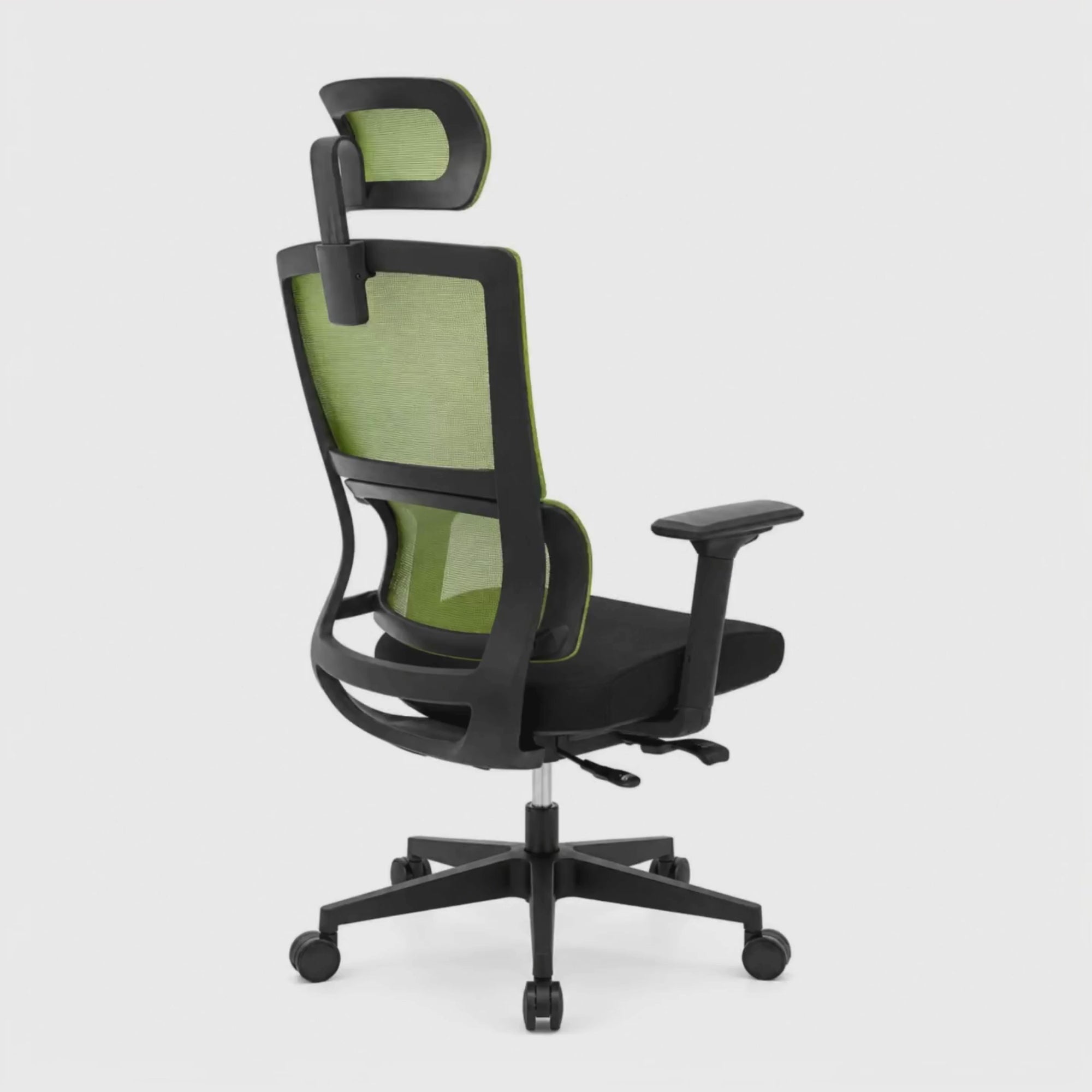 Load video: Executive High Back Ergonomic Mesh Office Chair with Adjustable Headrest, Lumbar Support, Fabric Seat and Swivel Base for Office &amp; Home Use