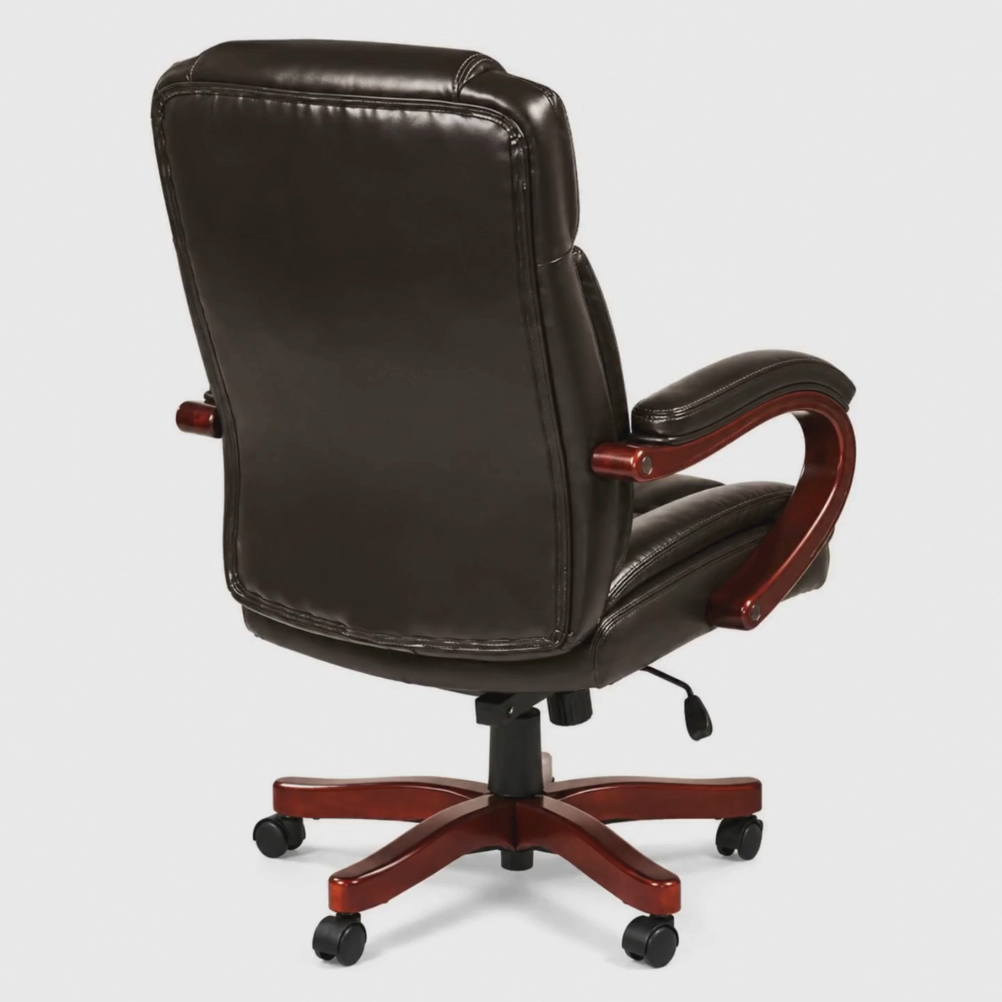 Load video: Director office Chair Made in Plyboard with Leatherette Upholstery &amp; Armrest with Height Adjustable &amp; Revolving Chair