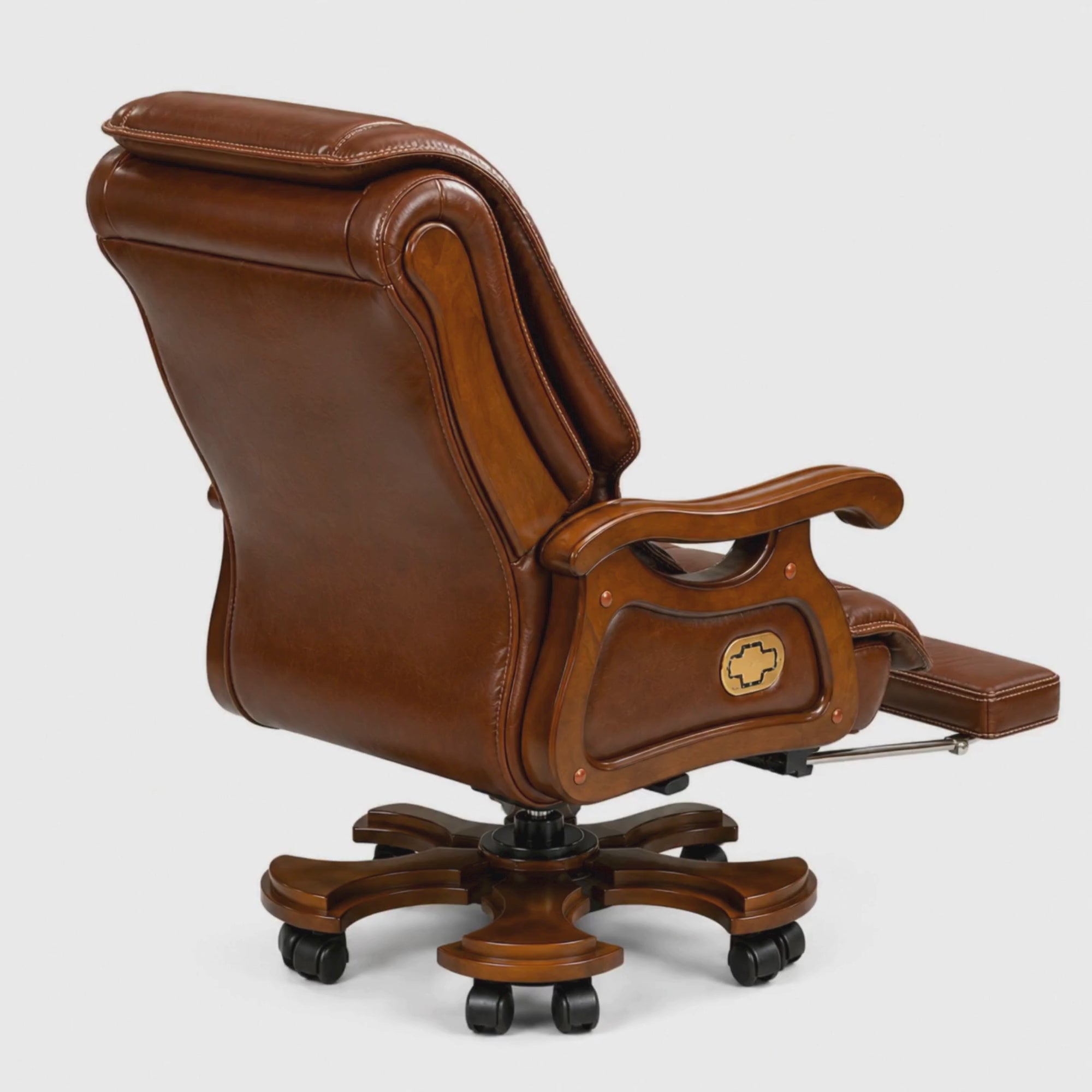Load video: High Back Director Chair for office Luxury Design Made in Plyboard with Leatherette &amp; Recliner &amp; Footrest  Best Ergonomic Office Chair