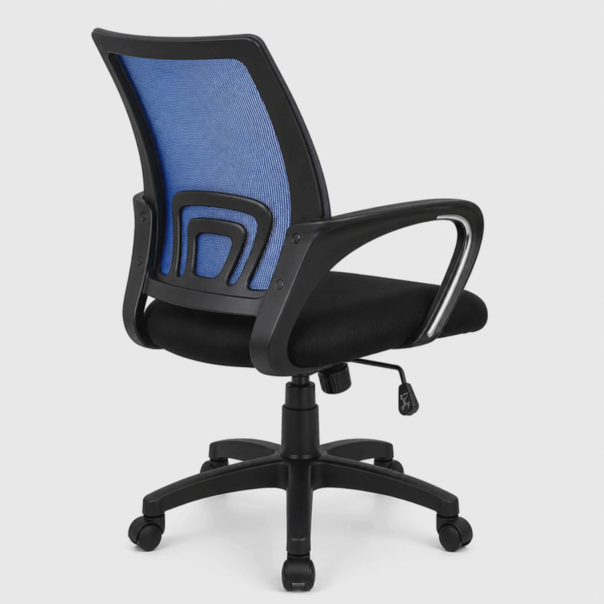 Load video: Executive Mid Back Office Chair with Breathable Mesh Back, Fabric Cushion Seat, Ergonomic Armrests, Adjustable Height and Swivel Base for Office