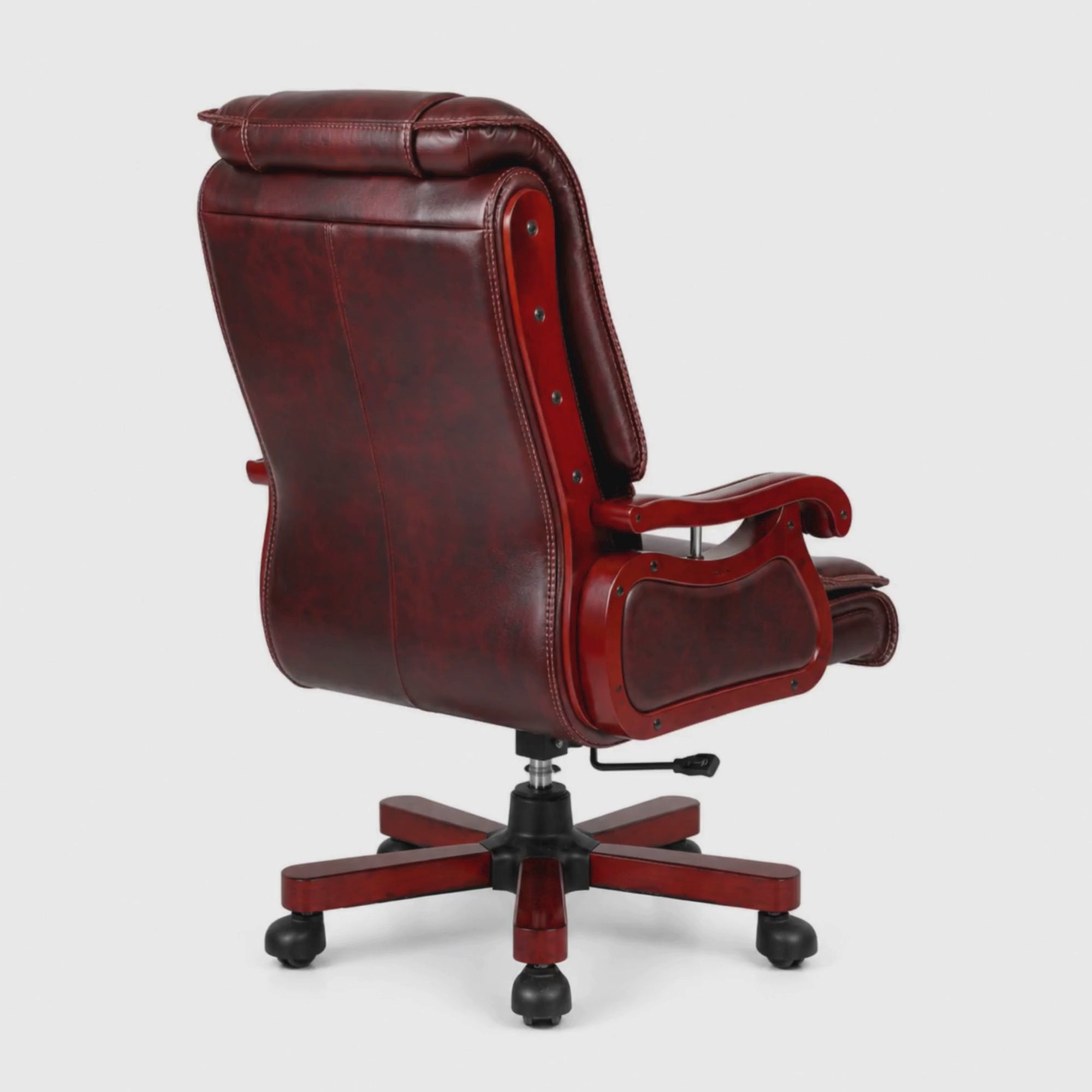 Load video: Director Chair for office Modern Design Made in Plyboard with Leatherette &amp; Recliner &amp; Height Adjustable &amp; Fixed armrest and Revolving Chair