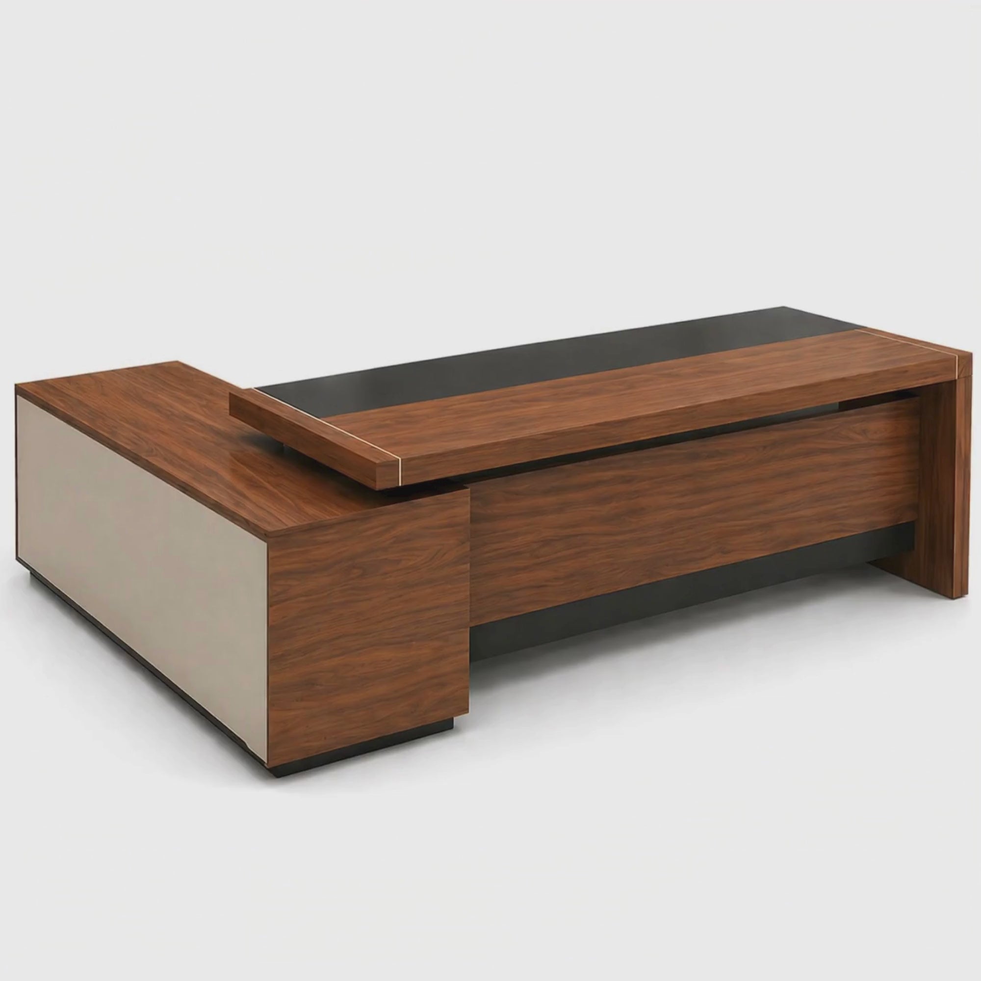 वीडियो लोड करें: पार्टिकल बोर्ड से बनी डायरेक्टर ऑफिस टेबल, साइड यूनिट और दराज़ और सीपीयू स्पेस के साथ - टीक वॉलनट फ़िनिश