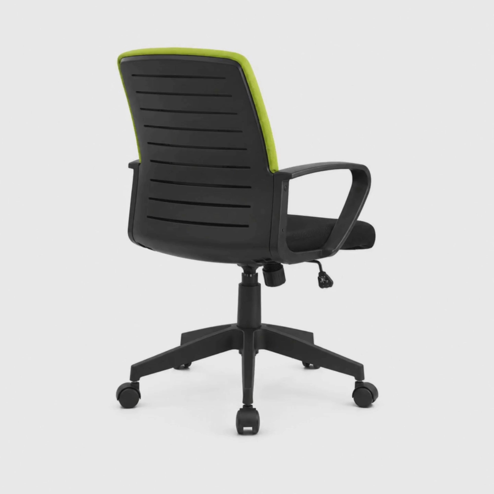 Load video: Executive Fabric Office Chair with Ergonomic Design, Cushioned Seat, Fixed Armrests, Swivel Base &amp; Height Adjustment for Office and Workstation Use