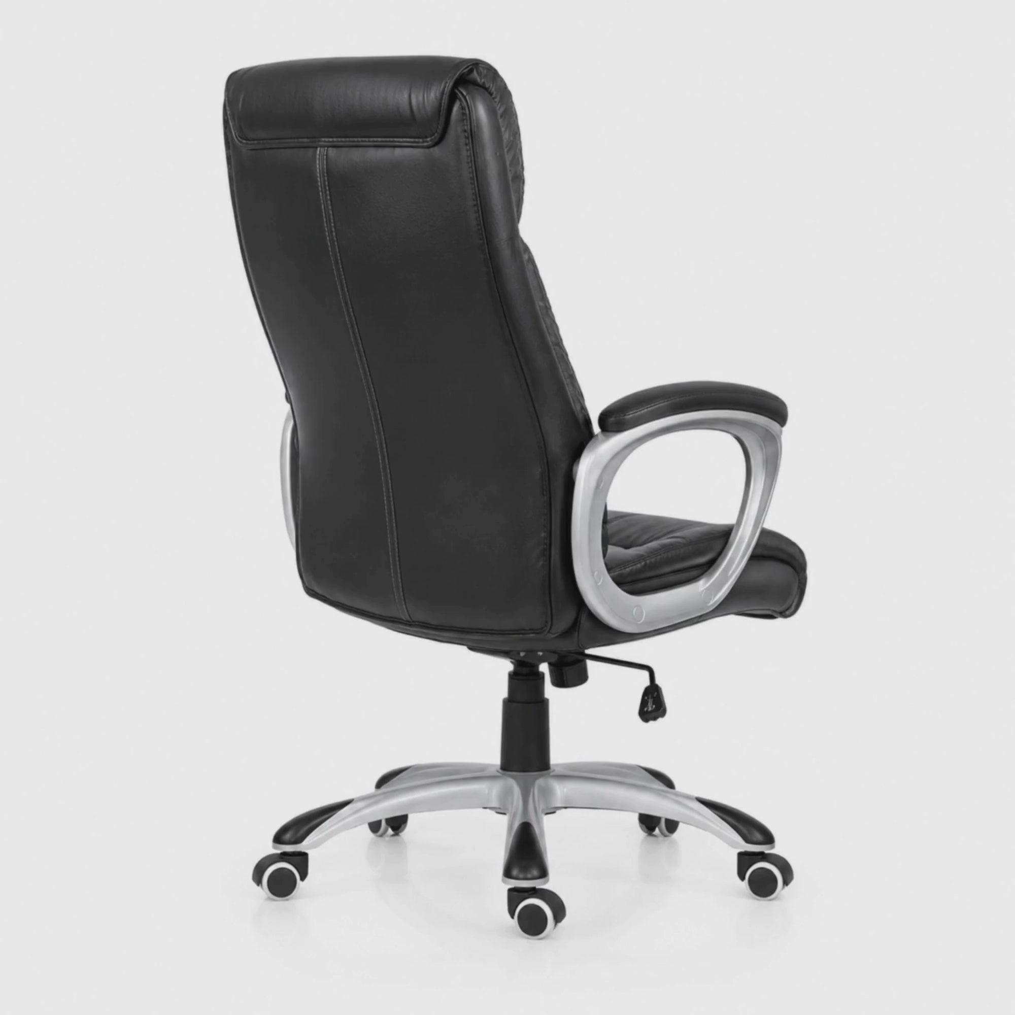 Load video: Comfortable New Director Chair with Leatherette Upholstery, Chrome Powder Base for Office Use