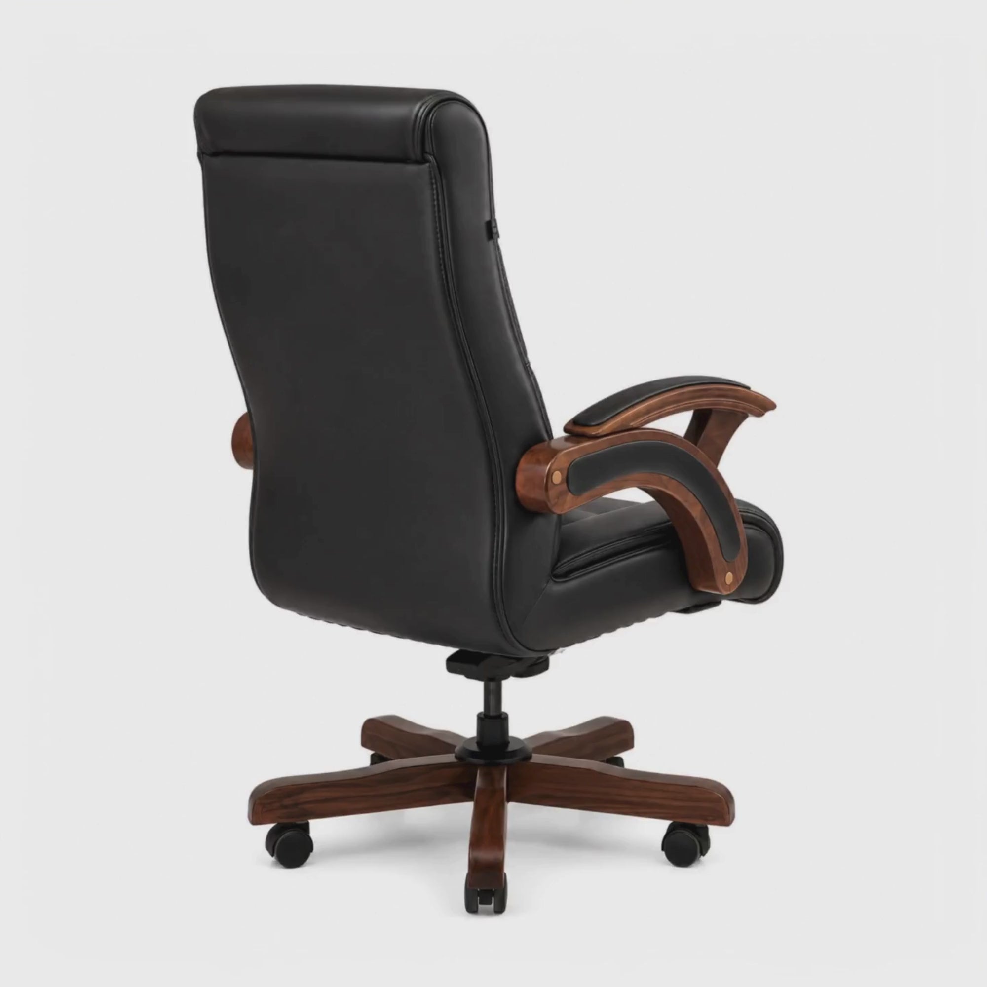 Load video: Director Chair for office Made in Plyboard with Leatherette Upholstery &amp; Armrest with Height Adjustable &amp; Revolving Chair -black