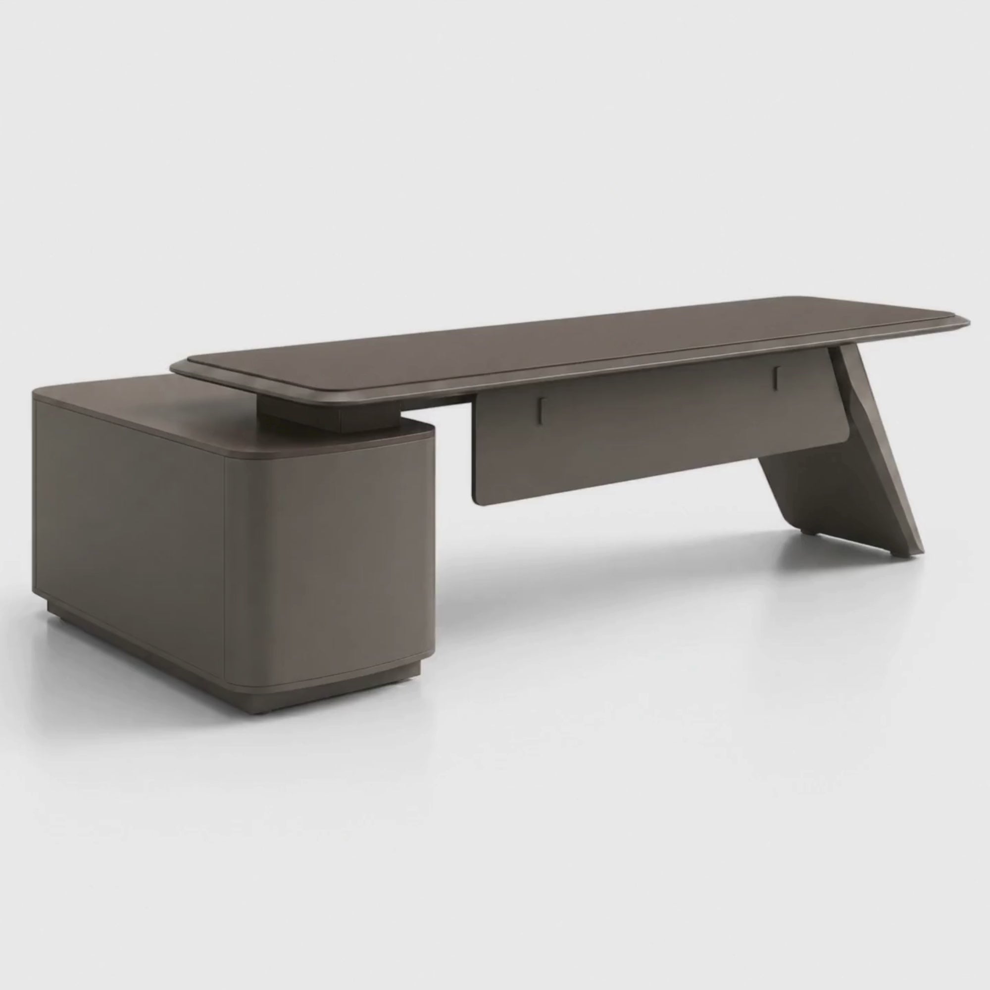 Load video: Handcrafted Modern Executive Director Table For Office with Integrated Storage, Wire Manager &amp;  High Quality Office Table