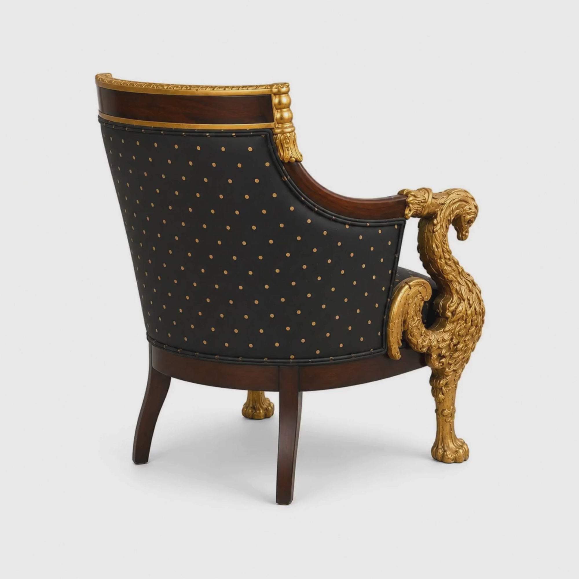 Load video: Royal Handcrafted Director's Chair – Solid Teak Wood with Fabric Upholstery &amp; Golden Carved Armrests