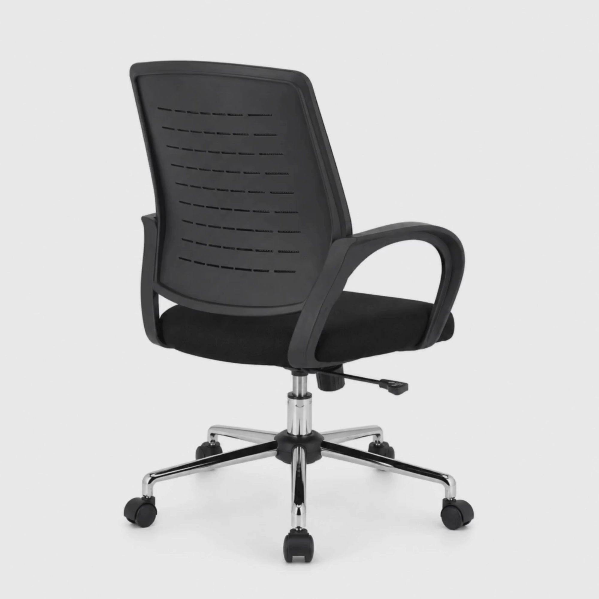 Load video: Executive Mid Back Office Chair with Adjustable Height, Tilt Mechanism &amp; Breathable Fabric Seat for Home &amp; Office Use