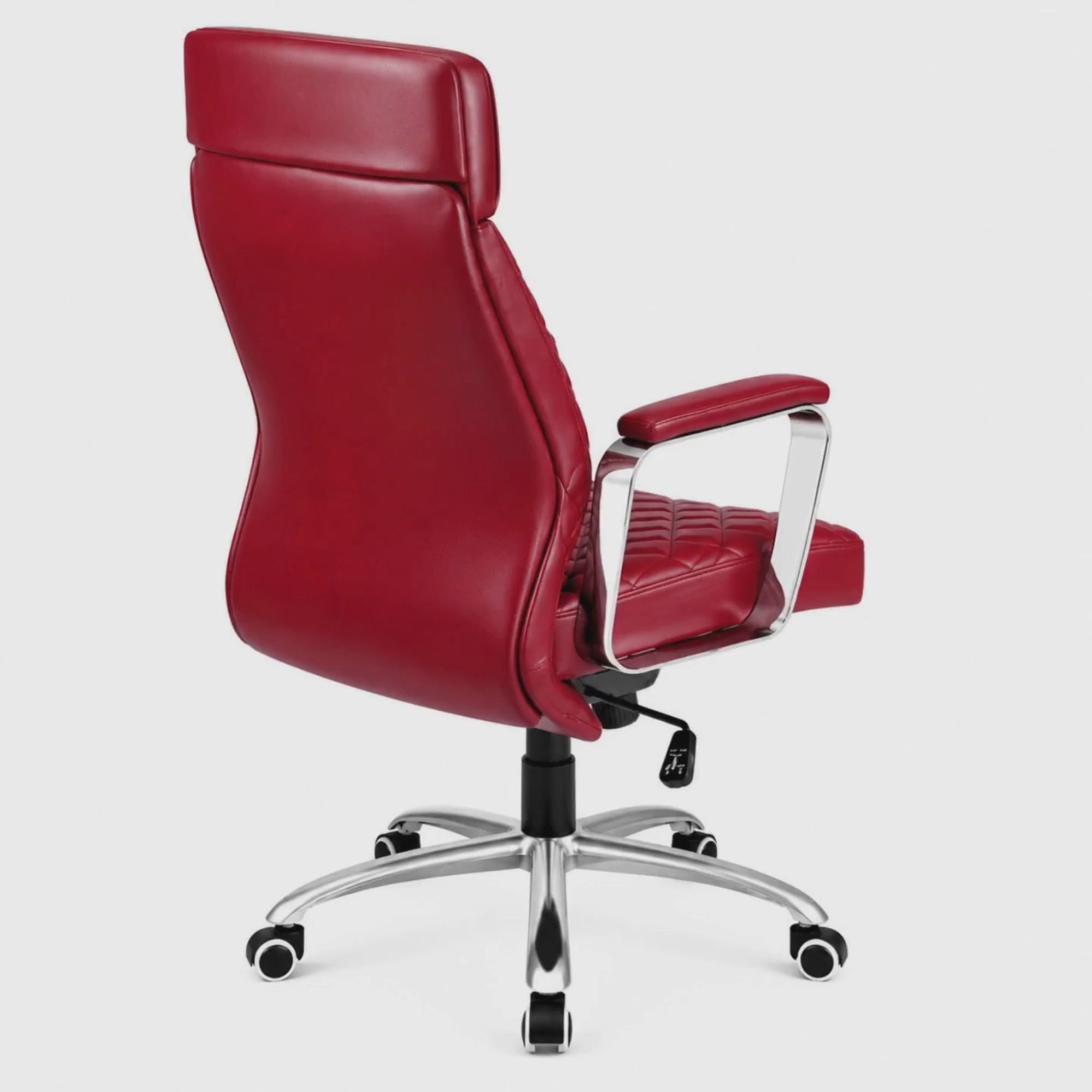Load video: Professional Executive Chair, High Back Leatherette Upholstery and Powder-Coated Chrome Base
