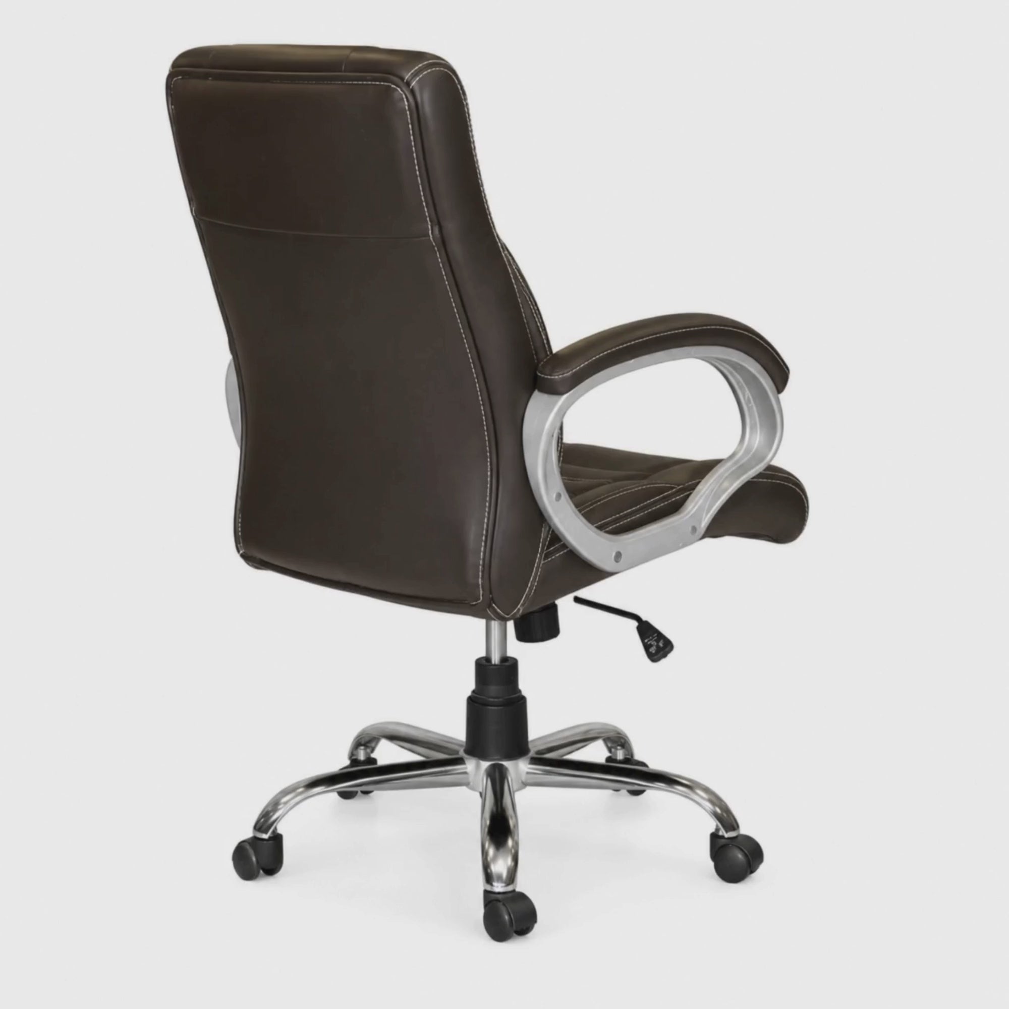 Load video: Mid Back Leatherette Office Chair with Chrome Base
