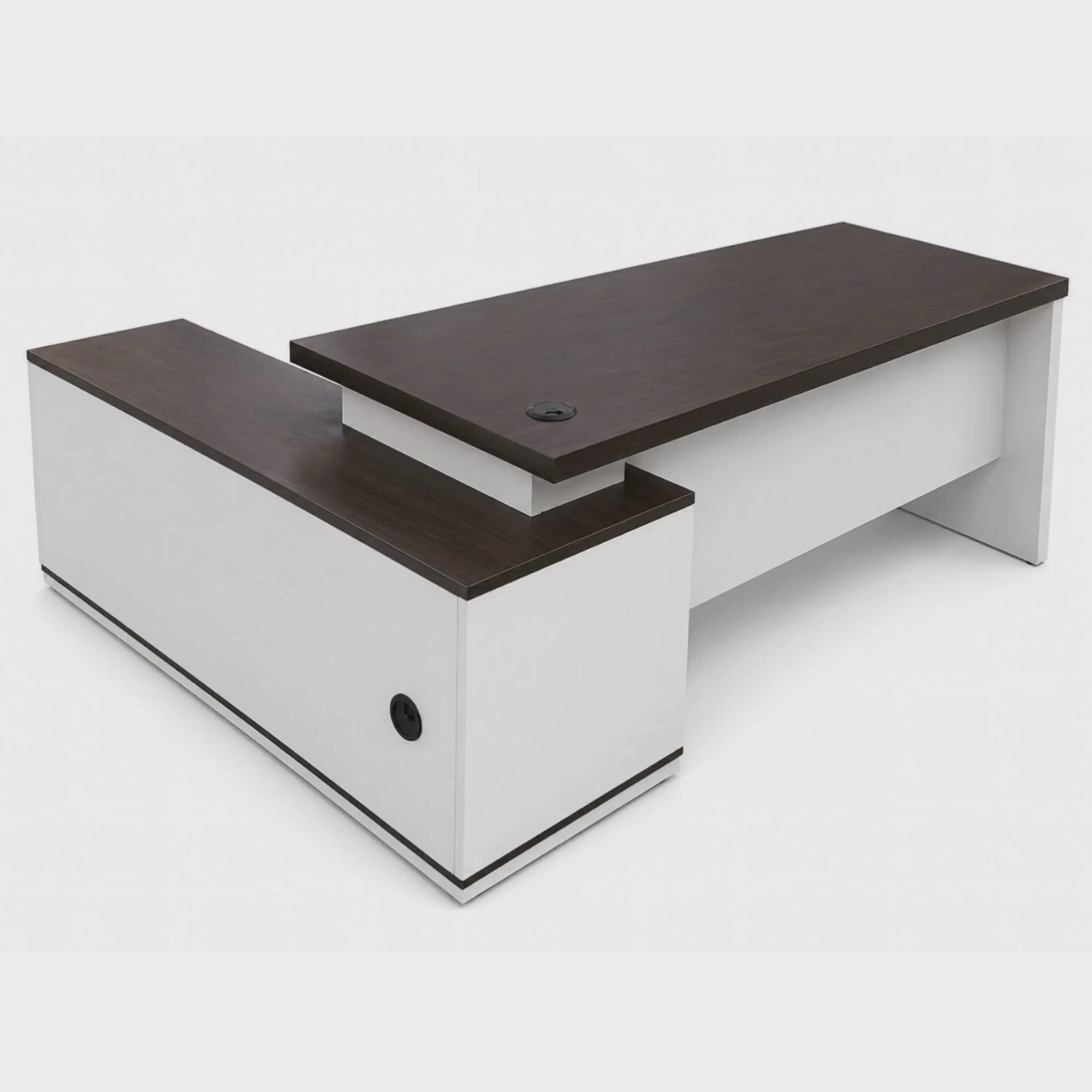 Load video: Director and Executive L Shape Office Table Made Particle Board with Side Unite and CPU Space