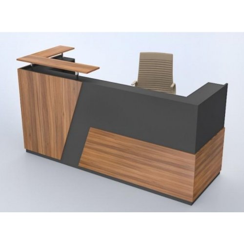 Reception Table Made in Pre Laminated Particle Board 1 Drawer and 1 shutter with Teak wooden finish - Brown Color