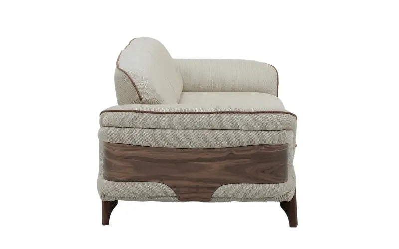 3-Seater Sofa with Dual-Tone Fabric, Wooden Base, and Cushions for Modern Living