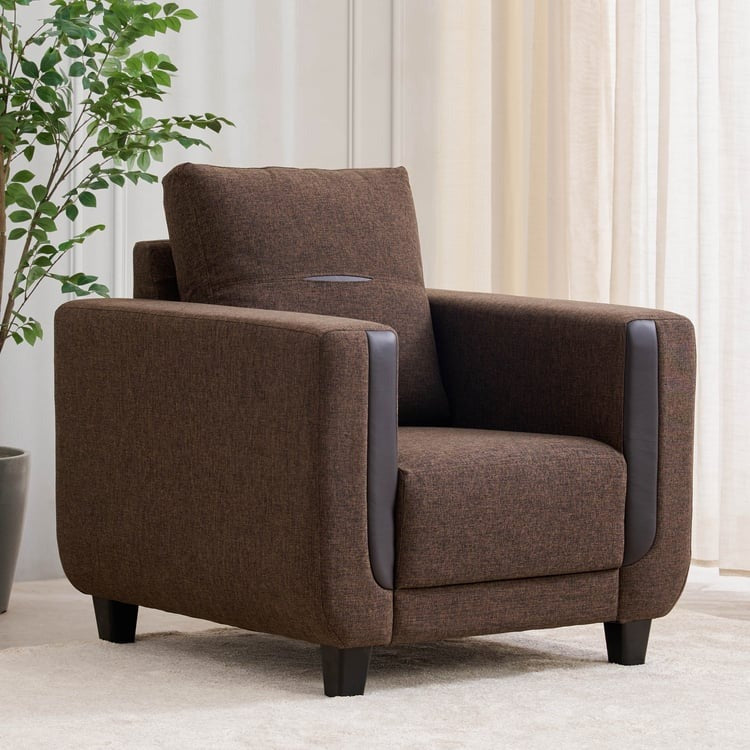 Modern Fabric Sofa Single Seater with Solid Wood Frame, Soft Cushioned Comfort & Contemporary Arm Design for Living Room Use