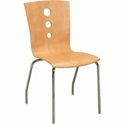 Wooden Cafe Chair in Metal Frame Legs
