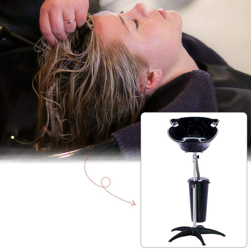 Portable Hair Washing Sink Wash Basin Adjustable Salon Bowl - Black