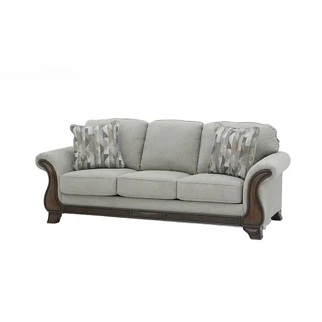 Luxury Wooden Sofa Classic Design Soft Fabric Upholstery High Density Foam Cushion Solid Wood Frame Handcrafted Premium Comfort