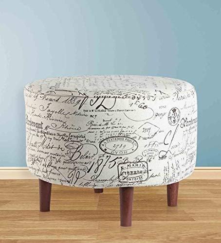 Fully Cushioned Cotton Pouffe Solid Wooden Frame with Fabric Upholstery Ideal