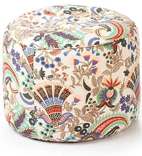 Fully Cushioned Cotton Pouffe Solid Wooden Frame with Fabric Upholstery Ideal