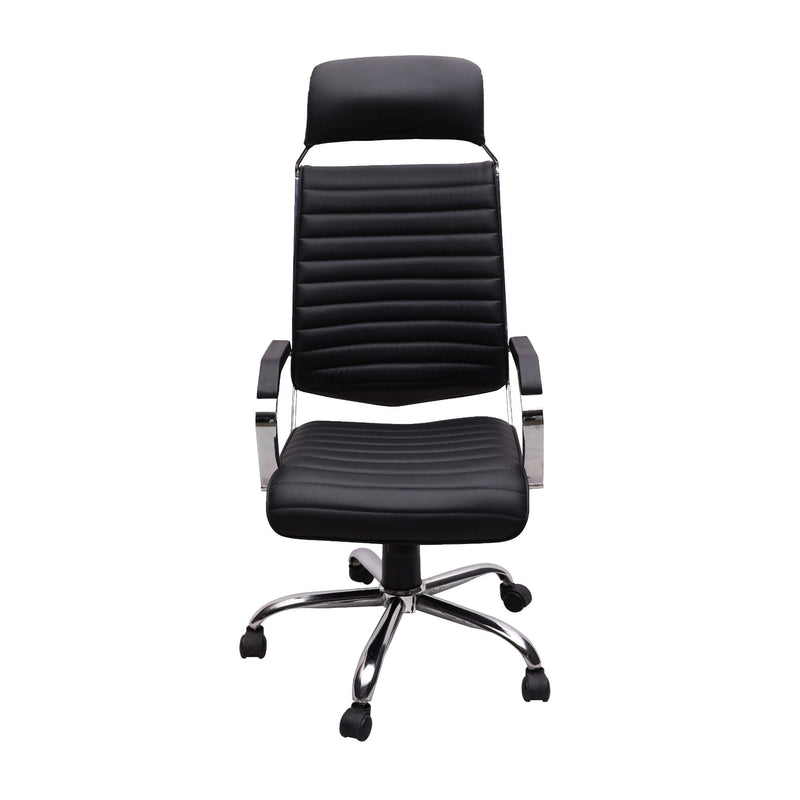 High Back Office Director Chair with Headrest & Chrome Base
