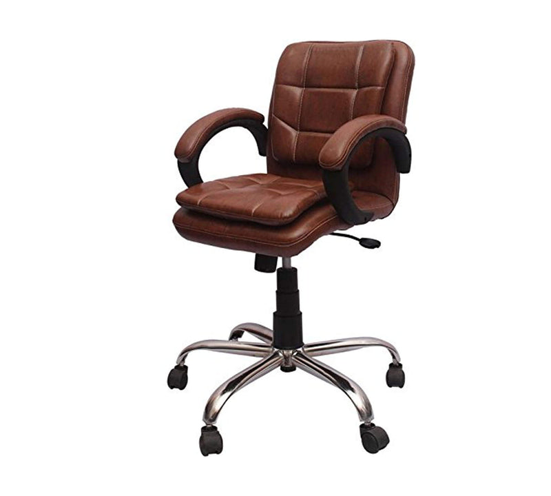 Low Back Office Executive Chair with Metal Chrome Base
